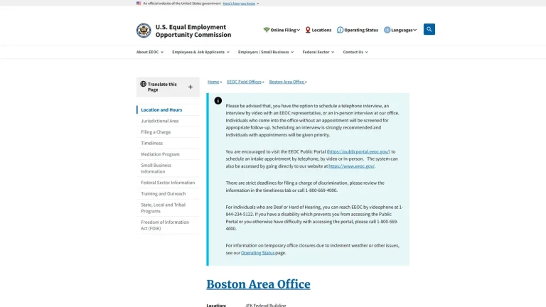 US Equal Employment Opportunity Commission - Boston, MA