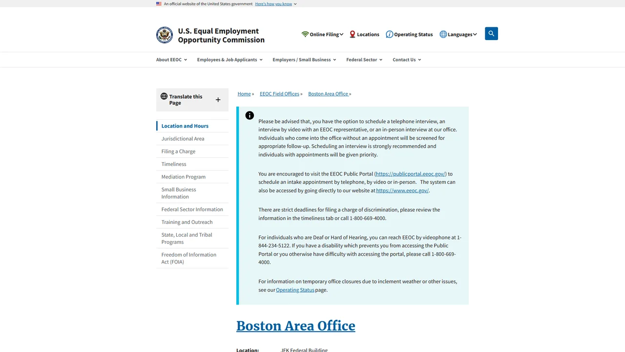 US Equal Employment Opportunity Commission - Boston, MA