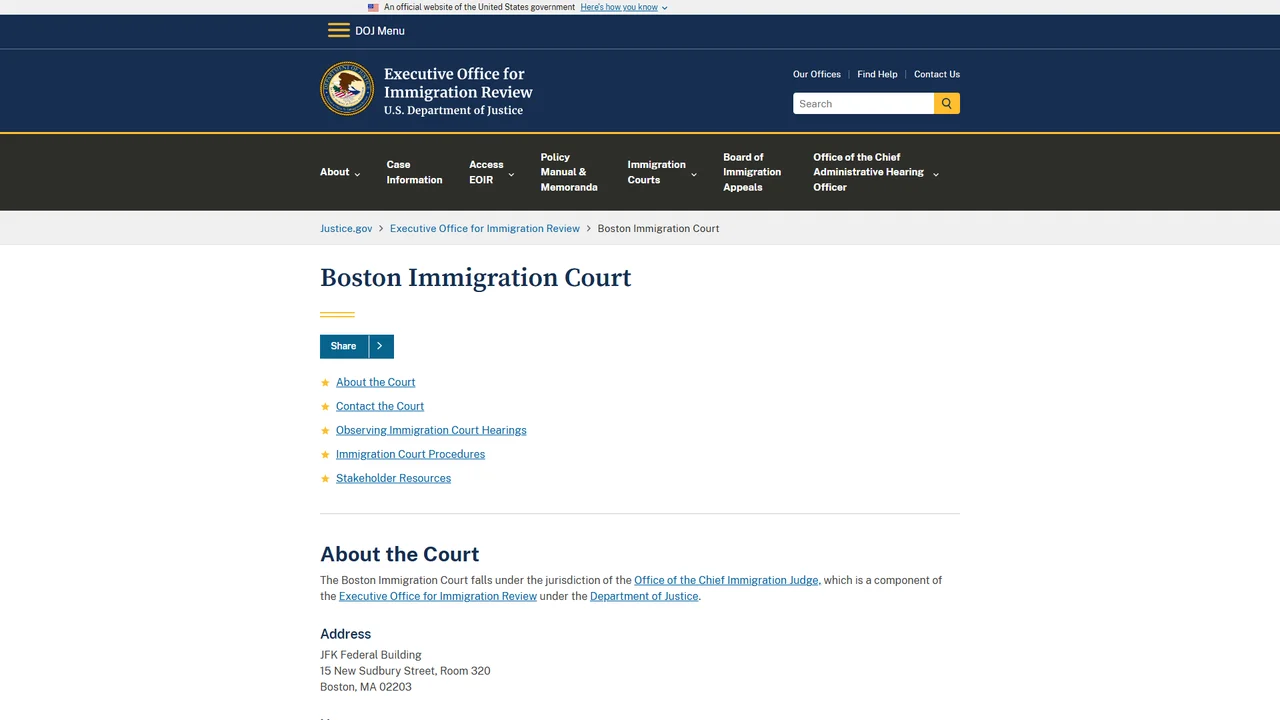 US Immigration Court - Boston, MA
