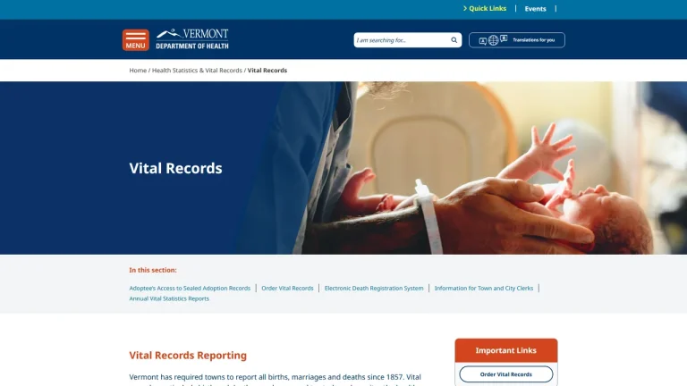 Vermont Department of Health Vital Records - Burlington, VT