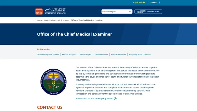 Vermont Office of the Chief Medical Examiner - Burlington, VT