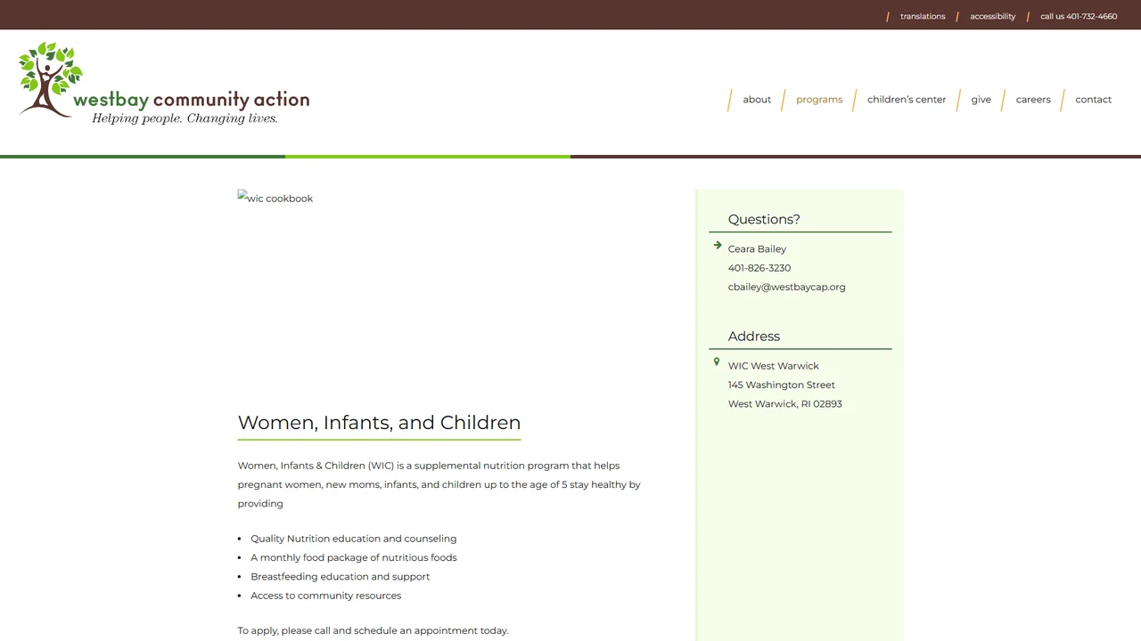 WIC Program - Westbay Community Action - Warwick, RI