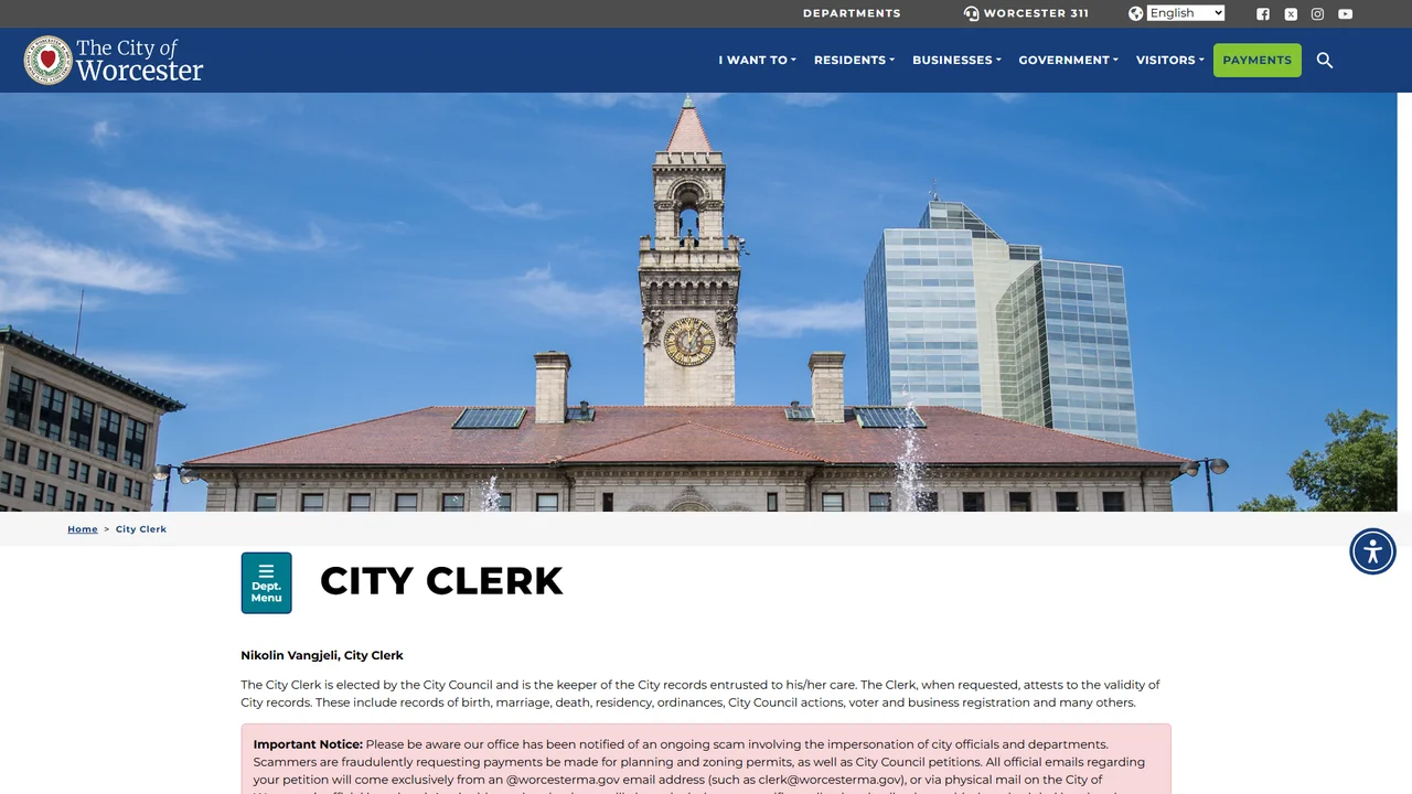 Worcester City Clerk - Worcester, MA