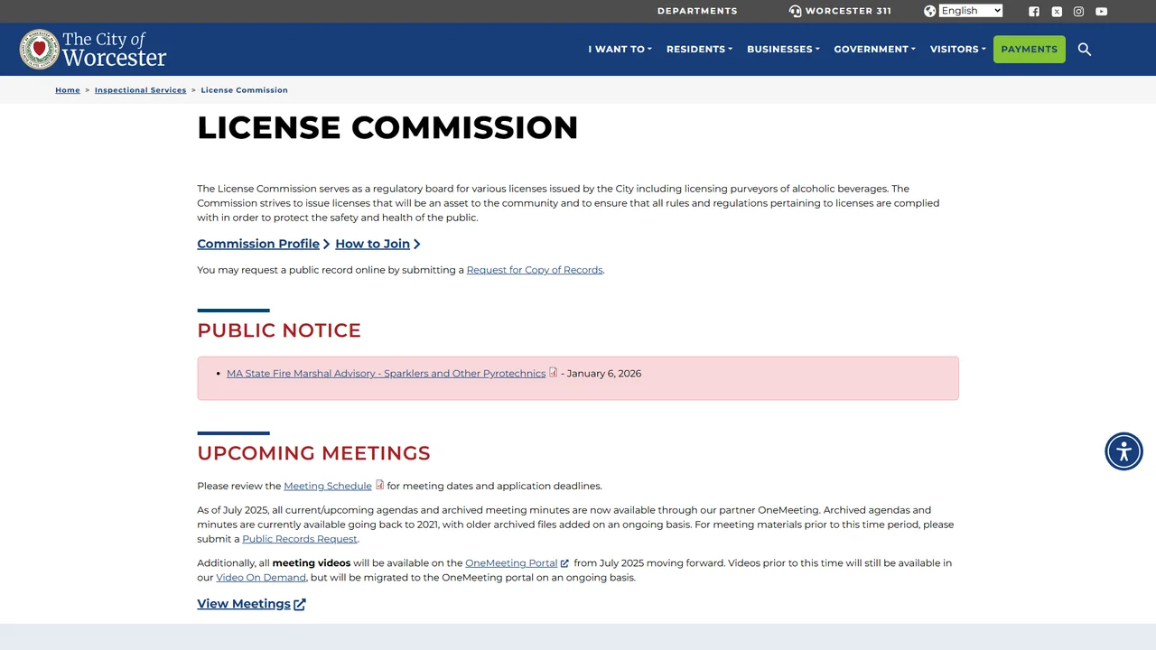 Worcester License Commission - Worcester, MA