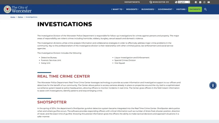 Worcester Police Detective Bureau - Worcester, MA