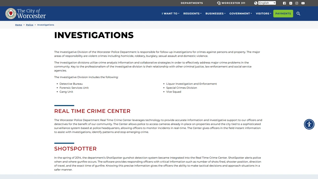 Worcester Police Detective Bureau - Worcester, MA