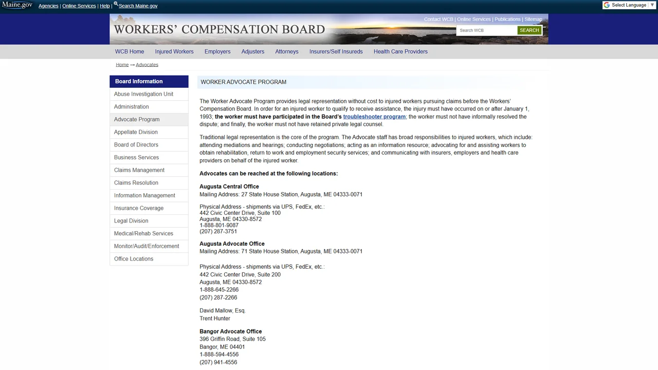 Worker Advocate Program - Augusta, ME